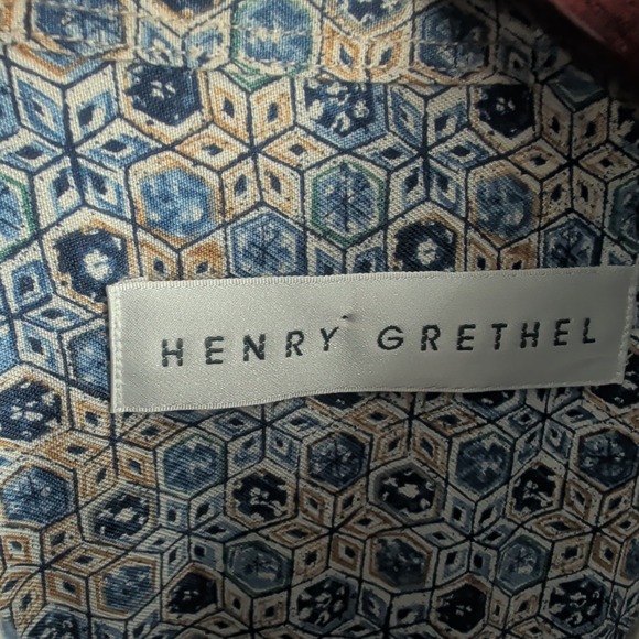 Henry Grethel Geometric Print Classic Button-Up‎ Shirt Multicolor Size L (42cm) - Picture 4 of 8
